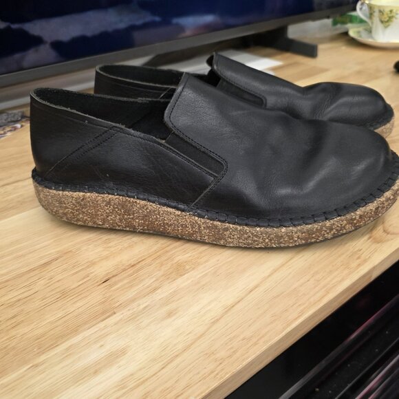 Birkenstock Callan Vintage Wood Black Leather Regular Size 10 Mens